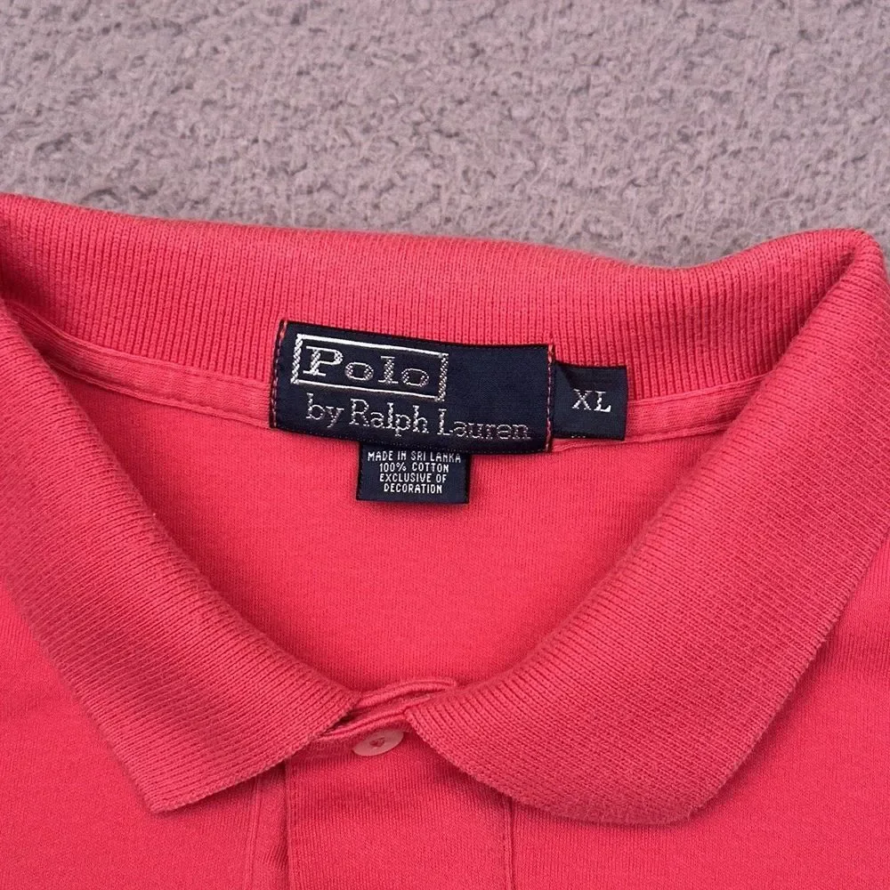 Vintage Polo Ralph Lauren Polo Shirt‎ Men's XL Pink/Red Stretch Preppy Golf - Picture 3 of 7